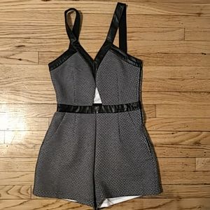 Grey and faux leather romper